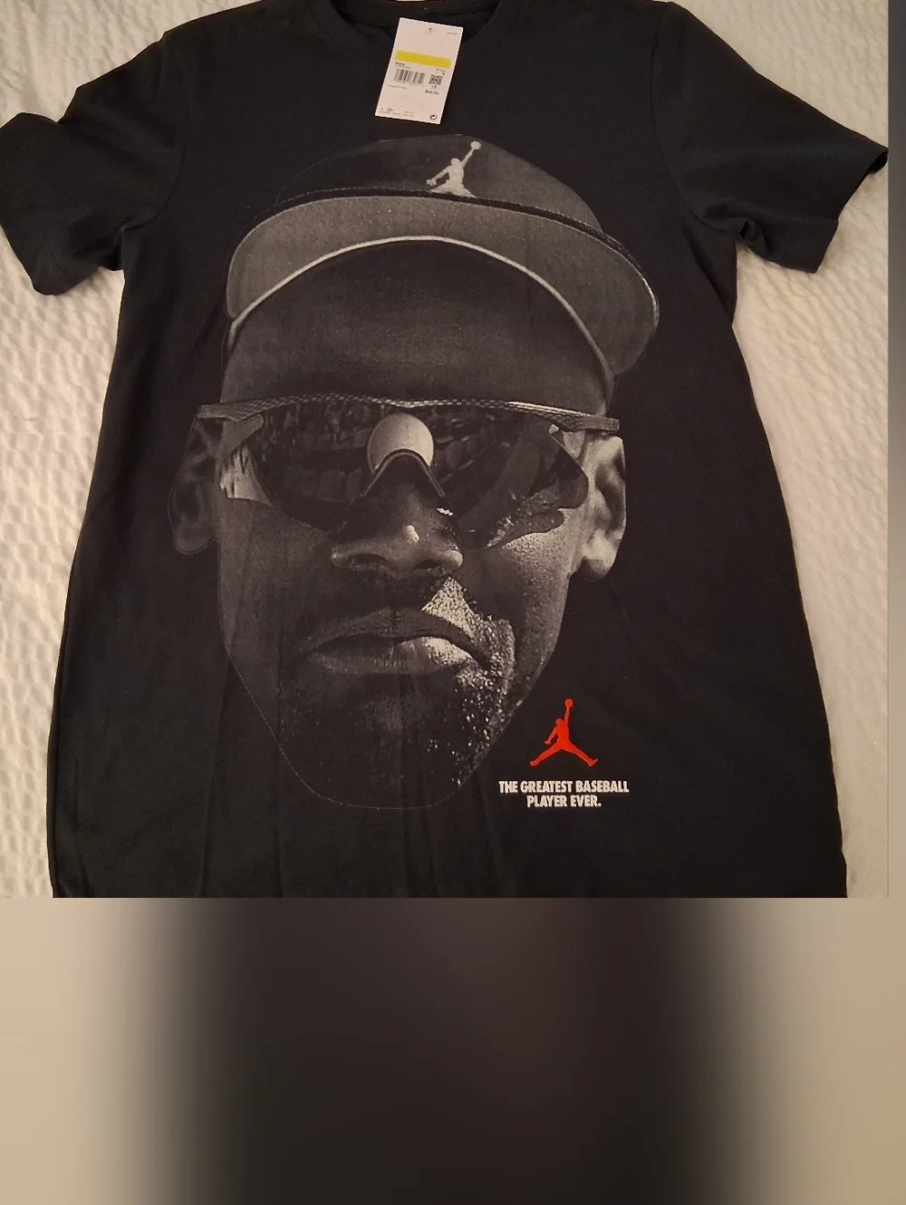 Jordan Black Baseball Graphic Short-Sleeve Tee with Red Jumpman Accent
